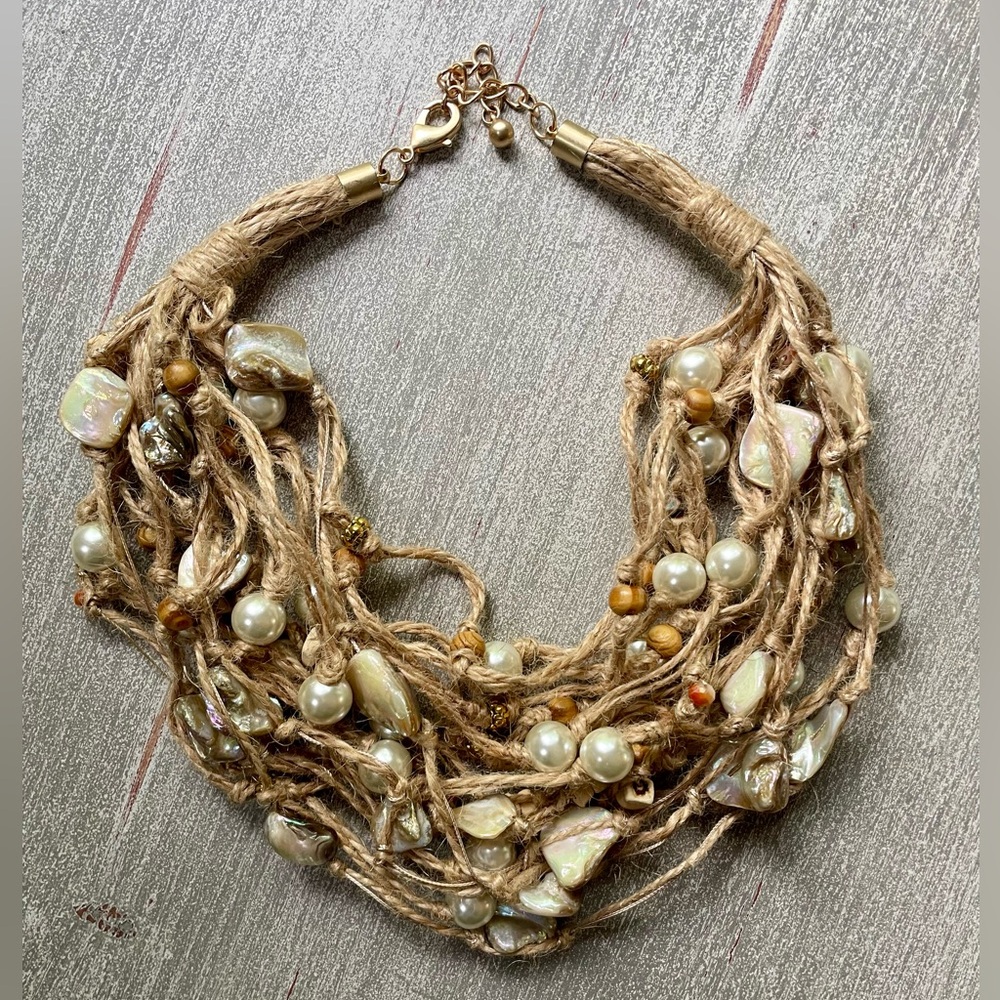 Elegant Pearl, Stone, & Bead Necklace